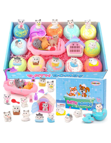 Set de 12 Bombas de Baño Efervescentes FUNCREVITY con Juguetes