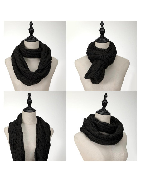 Bufanda Infinita de Invierno para Mujeres - Acrílico Negro 132x30.5 cm Bufanda Infinita de Invierno para Mujeres - Acrílico Negro 132x30.5 cm