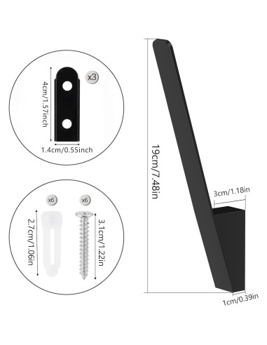 Soporte para Sombreros Kssvzz - 3 Ganchos de Metal Negro