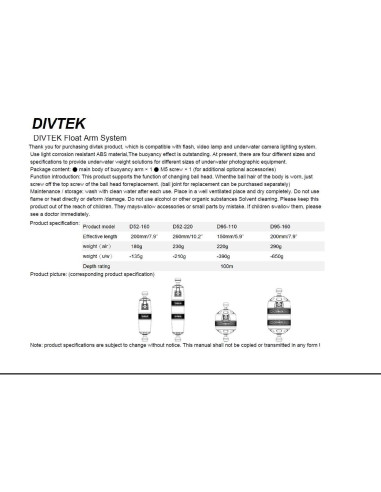 Soporte de Flotación DIVTEK D95-110 para Buceo Submarino