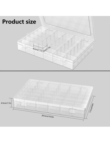 Paquete de 2 cajas organizadoras plásticas Goiio 36 compartimentos