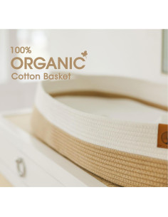 Cesta de Cambio J&JOO con Caddy para Pañales - Marrón y Blanco 2