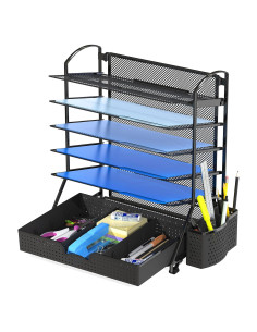 Organizador de Archivos de Escritorio Simple Houseware 6 Niveles Negro