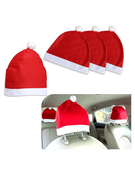 Funda de Reposacabezas de Coche Ajxn 4 PCS Gorro de Navidad Funda de Reposacabezas de Coche Ajxn 4 PCS Gorro de Navidad