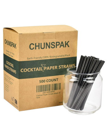Popotes de papel biodegradables Chunspak 5" - 500 unidades