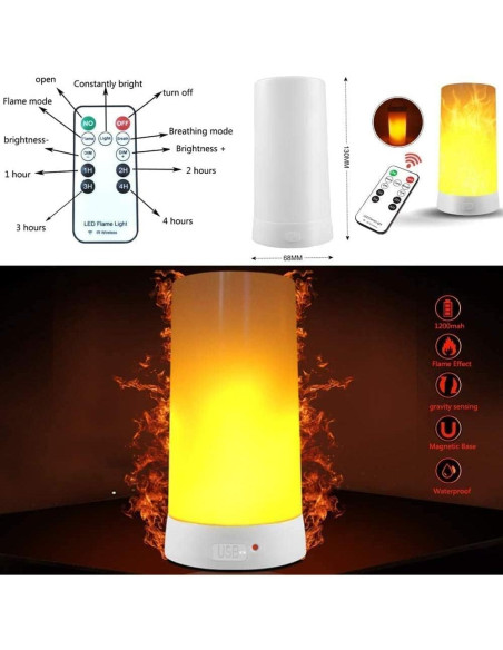 Lámpara LED Efecto Llama Bolanwich, Recargable USB, 4 Modos Lámpara LED Efecto Llama Bolanwich, Recargable USB, 4 Modos