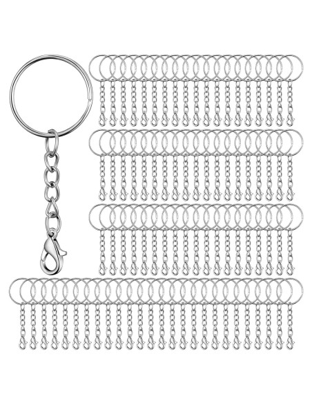 Juego de 100 Anillos de Llaveros Sasylvia Plateado para Manualidades Juego de 100 Anillos de Llaveros Sasylvia Plateado para Manualidades