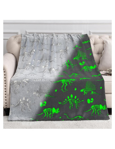 Manta de Dinosaurio Jekeno 130x150 cm Brilla en la Oscuridad