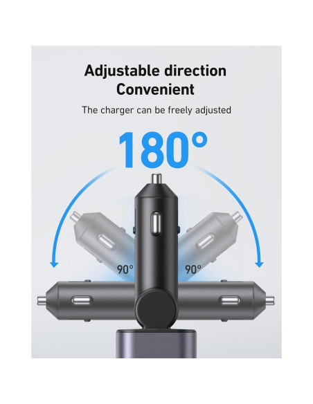 Cargador de Coche UYOUNG 4 en 1 66W con Cables Retráctiles Cargador de Coche UYOUNG 4 en 1 66W con Cables Retráctiles