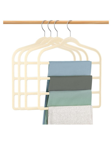 Perchas de Terciopelo Antideslizantes DUDUCOFU Beige Paquete de 4