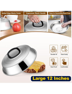 Set de Tapa y Prensa de Acero Inoxidable HaSteeL 30.48cm y 13.97cm 2