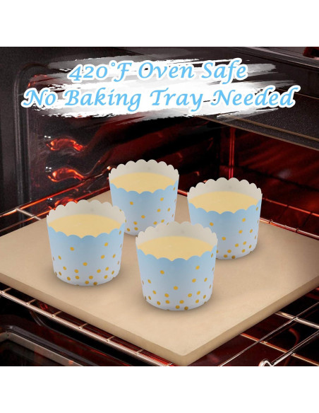 Forros para Cupcakes TRUSBER 50 Piezas Azul con Puntos Dorados Forros para Cupcakes TRUSBER 50 Piezas Azul con Puntos Dorados