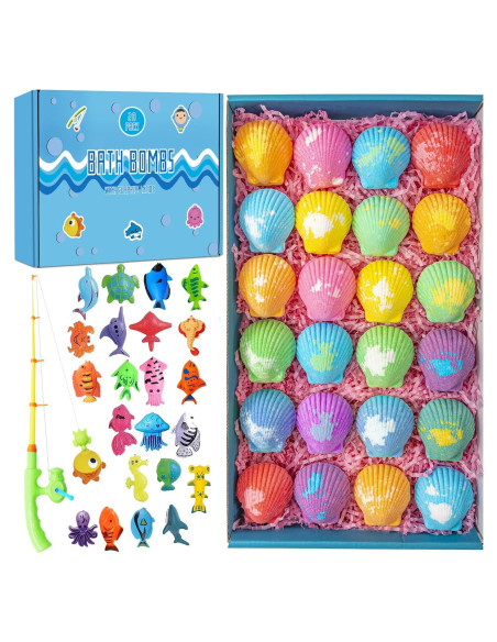 Bombas de baño para niños Kims Cosiart - 20 sorpresas con juego de pesca Bombas de baño para niños Kims Cosiart - 20 sorpresas con juego de pesca
