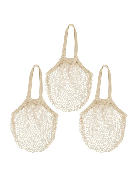 Paquete de 3 Bolsas de Malla de Algodón Reutilizables Beige Paquete de 3 Bolsas de Malla de Algodón Reutilizables Beige