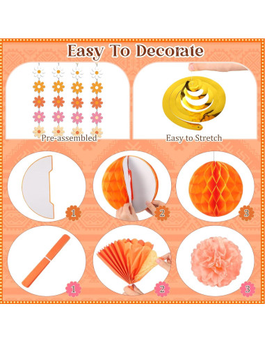 Decoraciones de Fiesta Bohemias Groovy Pasimy 106 Pcs