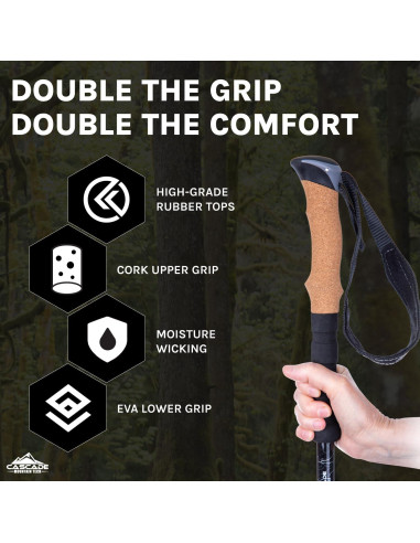 Bastones de Senderismo Cascade Mountain Tech - Carbono Verde