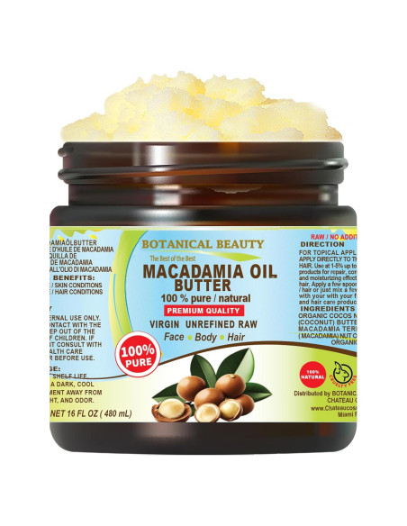 Manteca de Aceite de Macadamia 100% Pura Belleza Botánica 473 ml Manteca de Aceite de Macadamia 100% Pura Belleza Botánica 473 ml