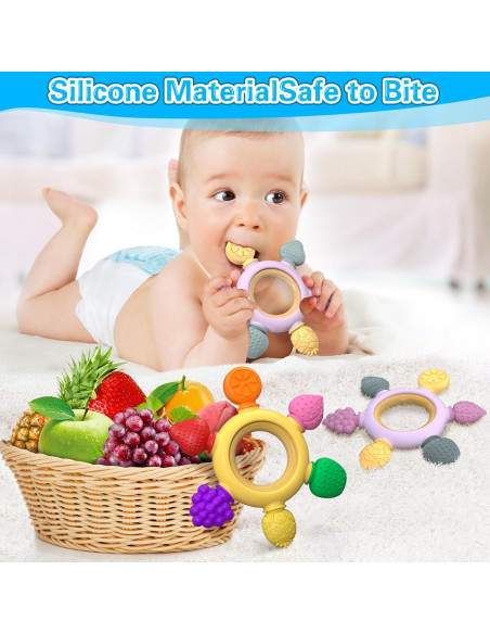 Mordedor de Silicona para Bebés GJZZ Fruta y Madera 0-12 Meses Mordedor de Silicona para Bebés GJZZ Fruta y Madera 0-12 Meses