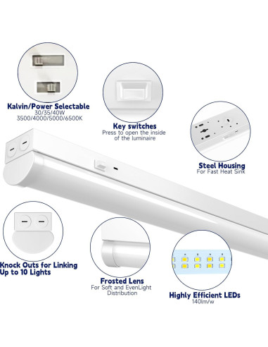 Luz de tira LED lineal YPII 30W/35W/40W regulable 4 colores