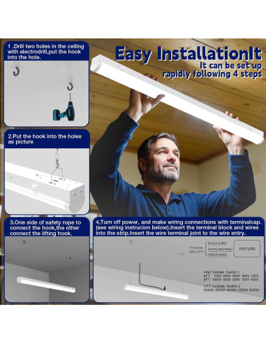 Luz de tira LED lineal YPII 30W/35W/40W regulable 4 colores