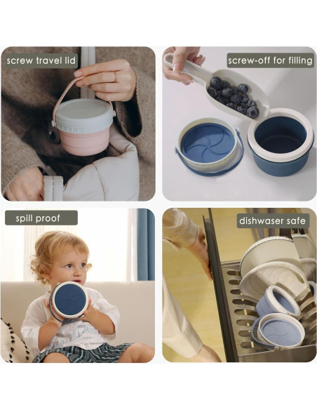 Taza de bocadillos para niños Tegion 12 oz silicona verde Taza de bocadillos para niños Tegion 12 oz silicona verde