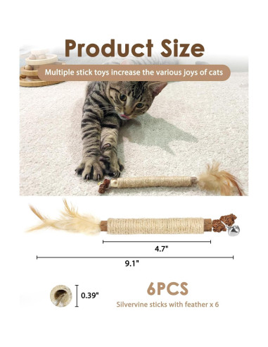 Juguetes Masticables para Gatitos Tocirelo - 6 Piezas con Plumas