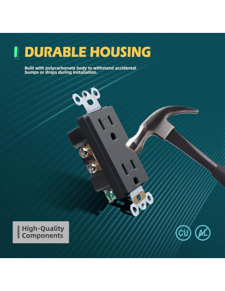 Receptáculo Eléctrico de Pared TOPELER Negro 15A a Prueba de Manipulación Receptáculo Eléctrico de Pared TOPELER Negro 15A a Prueba de Manipulación
