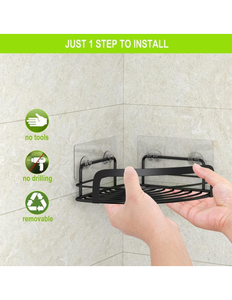 Estantes de Ducha de Esquina STEUGO Negros 2-Pack Acero Inoxidable Estantes de Ducha de Esquina STEUGO Negros 2-Pack Acero Inoxidable