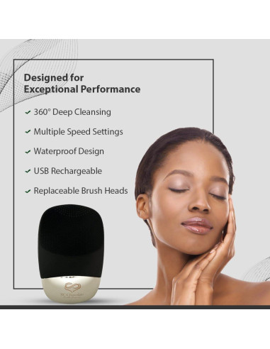 Cepillo Facial Eléctrico SC Chocolate 3-en-1 Impermeable Negro