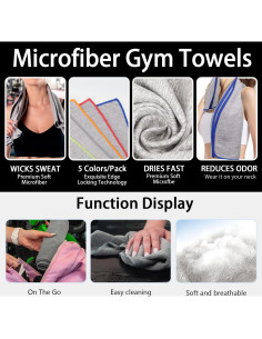 Paquete de 5 Toallas de Microfibra Puomue 68x40.6 cm Secado Rápido 2