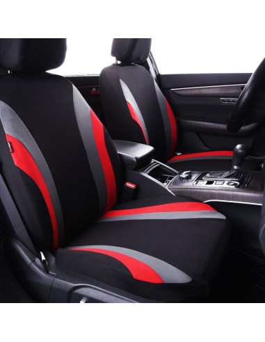 Funda de Asiento de Coche CAR PASS 11PCS Universal Negro y Rojo