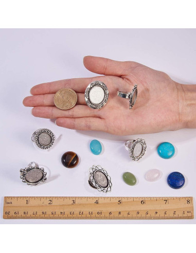 Kits de Anillos Ajustables SUNNYCLUE con Gemas 20mm - 6 Piezas