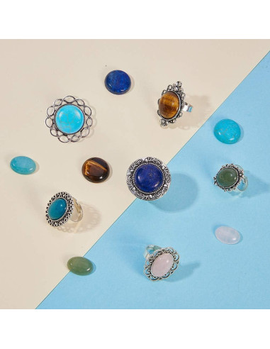 Kits de Anillos Ajustables SUNNYCLUE con Gemas 20mm - 6 Piezas