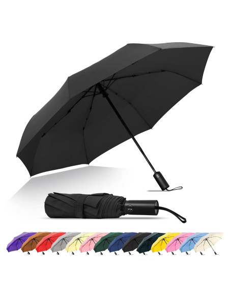 Paraguas Automático Plegable SoulRain Negro 109 cm Resistente Paraguas Automático Plegable SoulRain Negro 109 cm Resistente