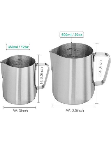 Jarra de Espuma de Leche ENLOY 600ml Acero Inoxidable con Escala