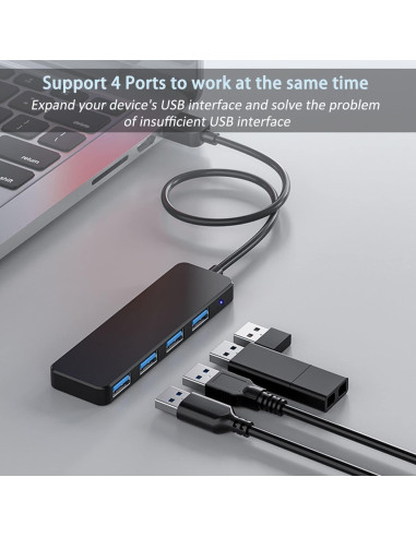 Hub USB 3.0 AKWOR de 4 Puertos para Laptop y Consolas