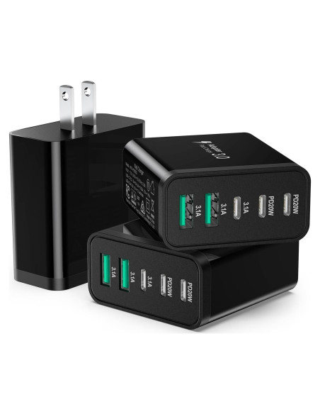Cargador de Pared USB C 5 Puertos 50W Besgoods Carga Rápida Cargador de Pared USB C 5 Puertos 50W Besgoods Carga Rápida