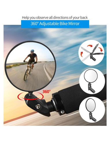 Espejo Retrovisor Convexo RUBY.Q para Bicicleta Ajustable