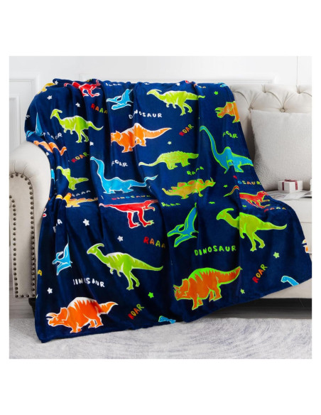 Manta de Dinosaurio Brillante Levens 127x152 cm para Niños Manta de Dinosaurio Brillante Levens 127x152 cm para Niños