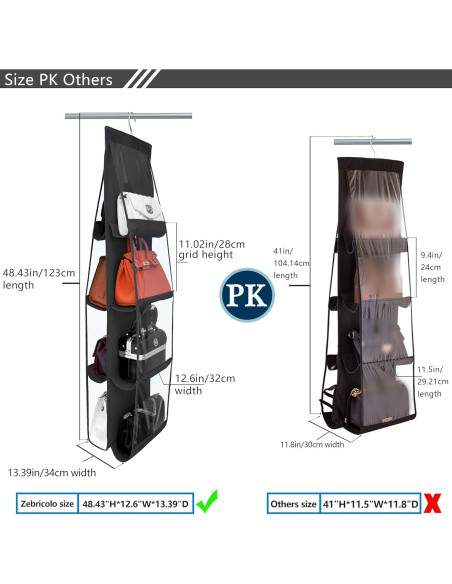 Organizador de Bolso Colgante Zebricolo Negro 1 Paquete 8 Bolsillos