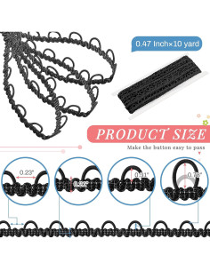 Trenzado Gimp Elástico Negro 9.14m para Decoración y Costura 2