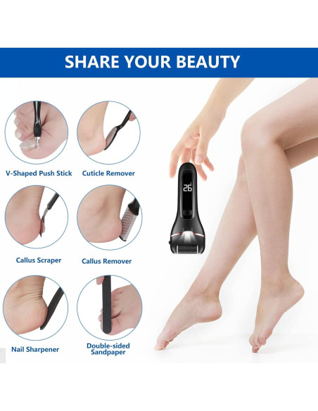 Removedor de Callos Eléctrico Zikillya con 16 Piezas y 3 Rodillos Removedor de Callos Eléctrico Zikillya con 16 Piezas y 3 Rodillos