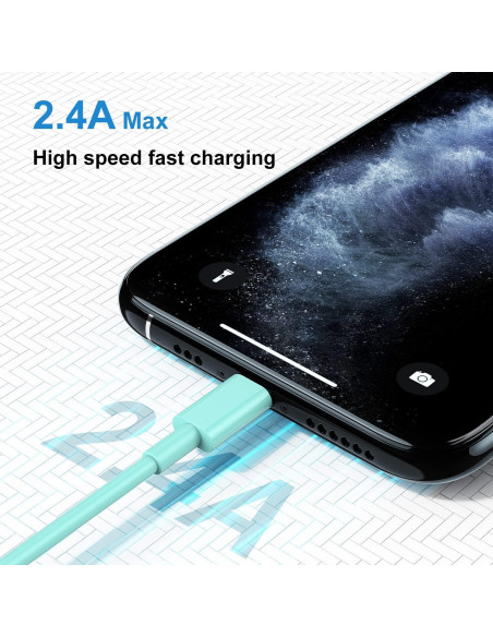 Cable de Carga Lightning QZIIW 3 Unidades 3 Metros Azul Cable de Carga Lightning QZIIW 3 Unidades 3 Metros Azul