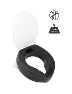 Asiento Elevado para Inodoro KMINA 10 cm Negro con Manijas 2