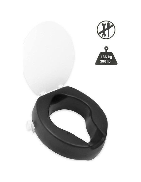 Asiento Elevado para Inodoro KMINA 10 cm Negro con Manijas Asiento Elevado para Inodoro KMINA 10 cm Negro con Manijas
