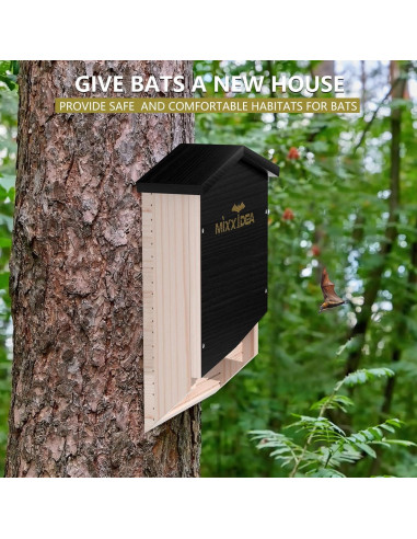 Casa de Murciélagos MIXXIDEA Doble Cámara Madera de Cedro