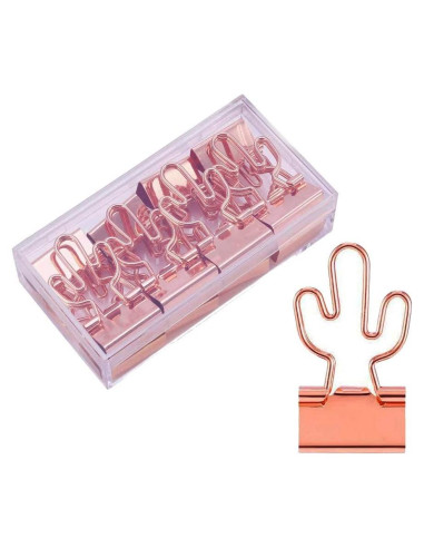 Clip de Binder Cactus Supfoxer en Oro Rosa - 12 Piezas