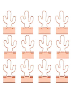 Clip de Binder Cactus Supfoxer en Oro Rosa - 12 Piezas 2