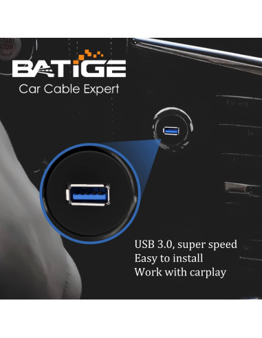 Cable de Extensión USB 3.0 BATIGE para Coche 30.48cm Impermeable