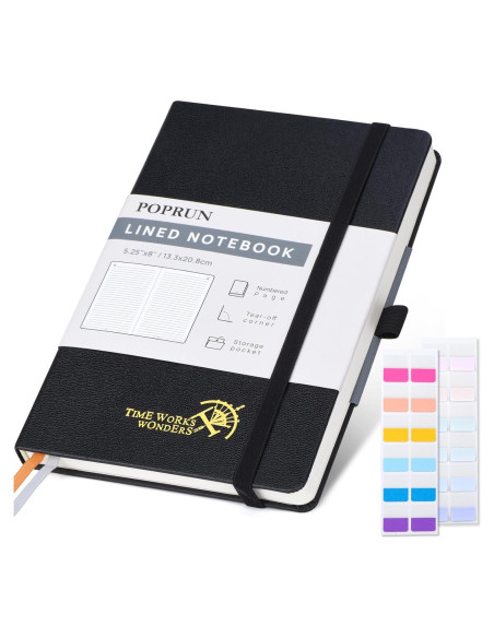 Cuaderno Enlazado POPRUN A5 Negro 128 Páginas 120GSM Tapa Dura Cuaderno Enlazado POPRUN A5 Negro 128 Páginas 120GSM Tapa Dura